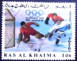 Selo postal de Ras Al Khaima de 1967 Ice hockey