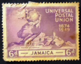 Selo postal da Jamaica de 1949 U.P.U. Monument