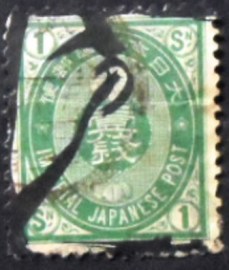 Selo postal do Japão de 1883 1 sen green