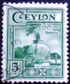 Selo postal do Ceilão de 1950 Polonnaruwa