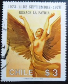 Selo postal do Chile de 1976 Winged woman