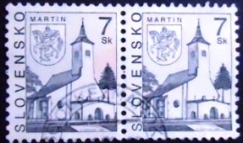 Par de selos postais da Eslováquia de 1997 St Martin's Church