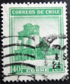 Selo postal do Chile de 1939 Copper mine