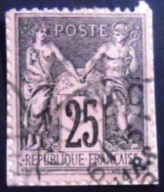 Selo postal da França 1886 Peace and commerce Type Sage 25
