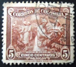 Selo postal da Colômbia de 1939 Coffee picking