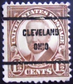 Selo postal dos Estados Unidos de 1930 Warren G. Harding 1½ Cleveland