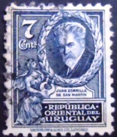 Selo postal do Uruguai de 1934 Juan Zorrilla de San Martin 7