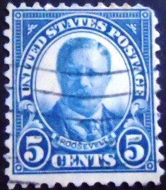 Selo postal dos Estados Unidos de 1922 Theodore Roosevelt 5 A