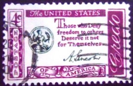 Selo postal dos Estados Unidos de 1960 Abraham Lincoln Quotation