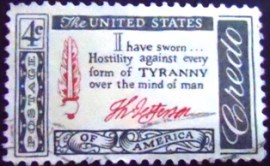 Selo postal dos Estados Unidos de 1960 Thomas Jefferson Quotation