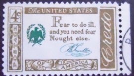 Selo postal dos Estados Unidos de 1960 Benjamin Franklin Quotation