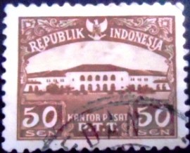 Selo postal da Indonésia de 1953 General Post Office Building
