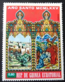 Selo postal da Guiné Equatorial de 1975 Cross Monastery
