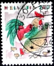 Selo postal da Suíça de 1997 Chicken