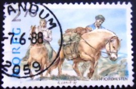 Selo postal da Noruega de 1987 Fjord horse