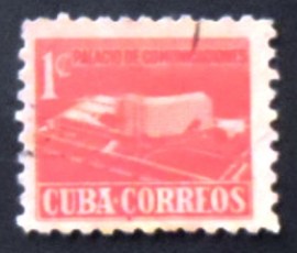 Selo postal de Cuba de 1957 Postal Ministry building