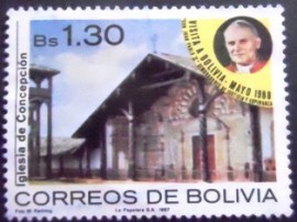 Selo postal da Bolívia de 1988 Church in Concepcion