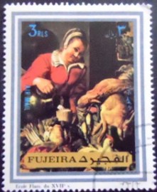 Selo postal de Fujeira de 1972 Woman with venison