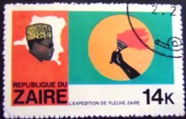 Selo postal do Zaire de 1979 Hand with torch