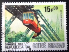 Selo postal da Guiné Bissau de 1987 Wuppertal monorail