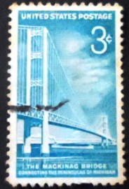 Selo postal dos Estados Unidos de 1958 Mackinac Bridge