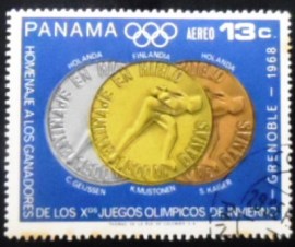Selo postal do Panamá de 1968 Speed ​​Skating 1500m