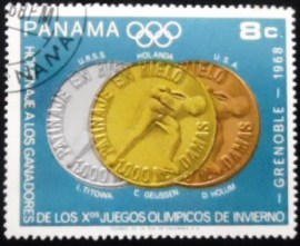 Selo postal do Panamá de 1968 Speed ​​Skating 1000