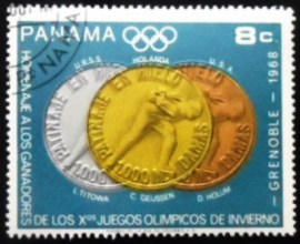 Selo postal do Panamá de 1968 Speed ​​Skating 1000m