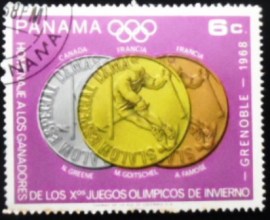 Selo postal do Panamá de 1968 Woman's slalom