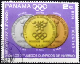 Selo postal do Panamá de 1968 Woman's downhill