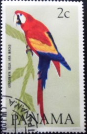 Selo postal do Panamá de 1965 Scarlet Macaw