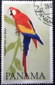 Selo postal do Panamá de 1965 Scarlet Macaw NCC