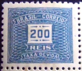 Selo postal do Brasil de 1920 Taxa Devida 200 M