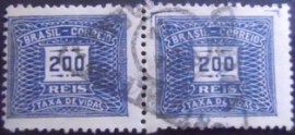 Par de selos postais do Brasil de 1929 Cifra Horizontal 200
