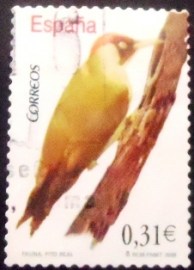 Selo postal da Espanha de 2008 Green Woodpecker
