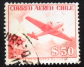Selo postal do Chile de 1957  Douglas DC-2
