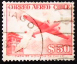 Selo postal do Chile de 1957  Douglas DC-2