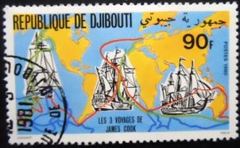 Selo postal de Djibouti de 1980 Ships and Maps