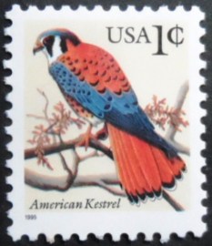 Selo postal dos Estados Unidos de 1995 American Kestrel
