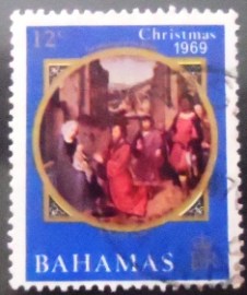 Selo postal das Bahamas de 1969 Adoration of Kings