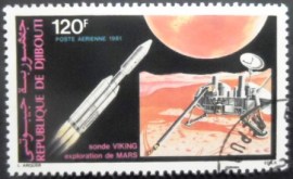 Selo postal de Djibouti de 1981 Take off to Mars