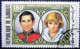 Selo postal de Djibouti de 1981 Prince Charles and Diana