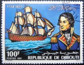 Selo postal de Djibouti de 1981 Nelson and Victory