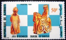 Selo postal de Djibouti de 1981 Pawn and Queen