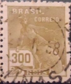 Selo postal do Brasil de 1936 Mercúrio e Globo 300