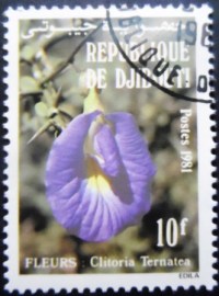 Selo postal de Djibouti de 1981 Clitoria ternatea