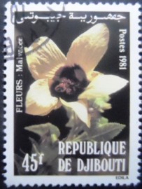 Selo postal de Djibouti de 1981 Abelmoschus manihot
