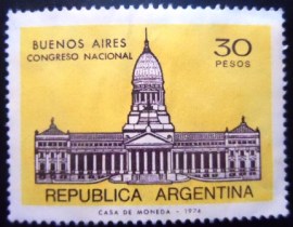 Selo postal da Argentina de 1974 Congress Building