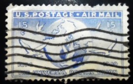 Selo postal dos Estados Unidos de 1949 Globe and Doves
