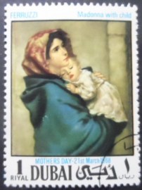 Selo postal do Dubai de 1968 Madonna with Child